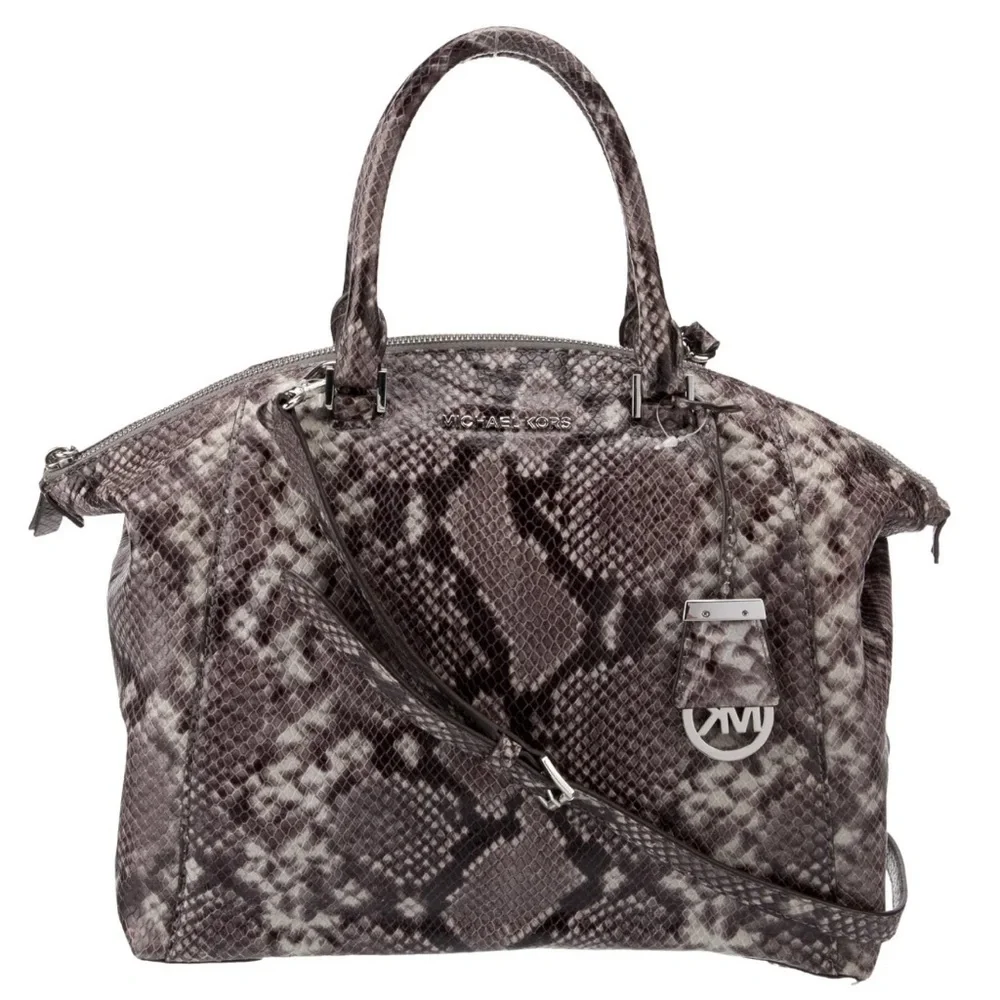 Michael Kors Riley Python Embossed Leather Satchel Shoulder Bag Tote